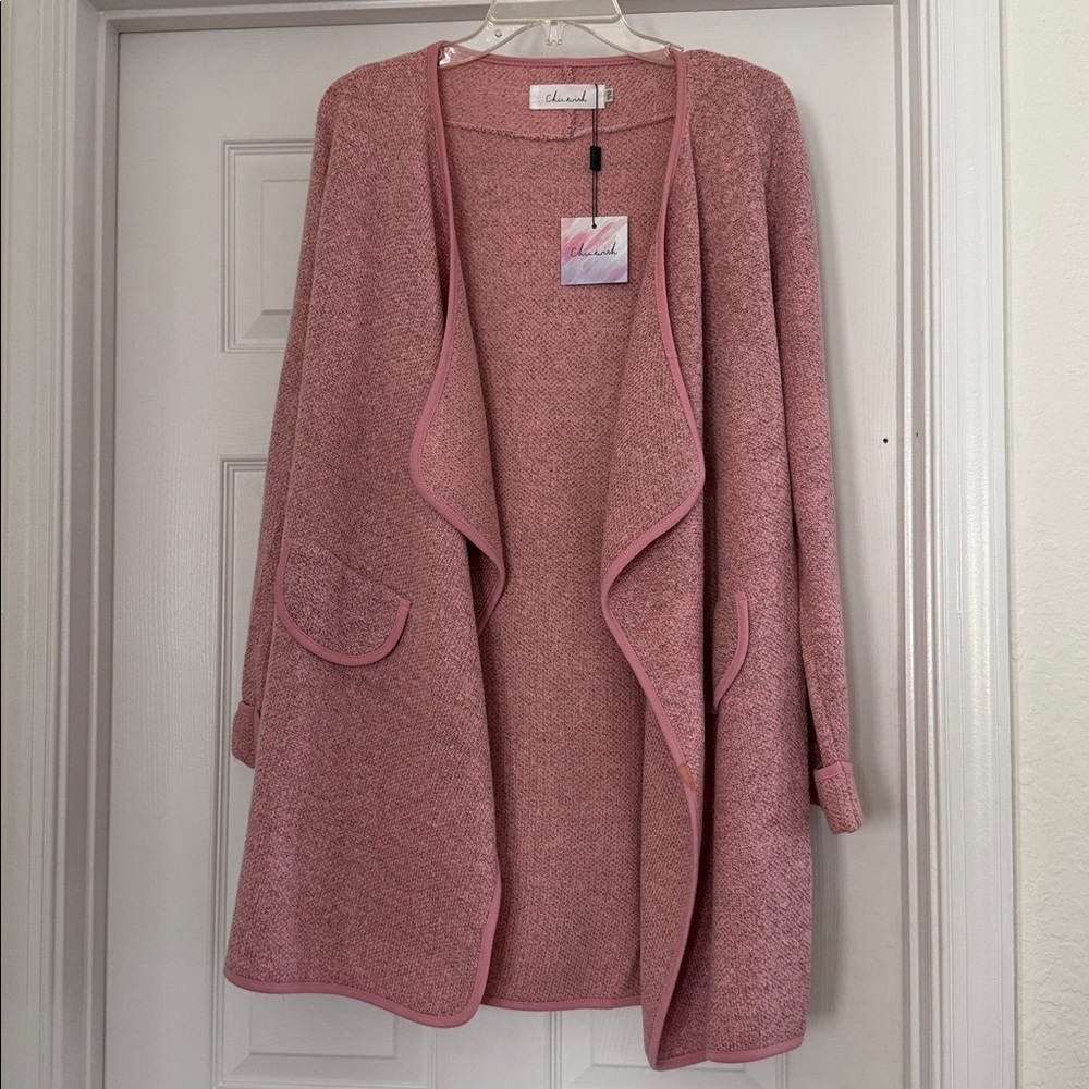 Chicwish Blush Knit long Cardigan